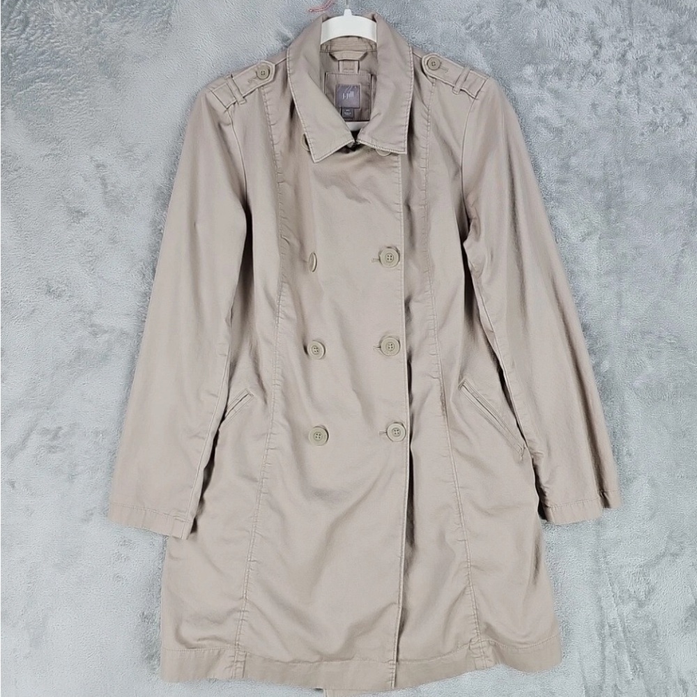 J.Jill Women's Tan Double-Breasted Trench Coat